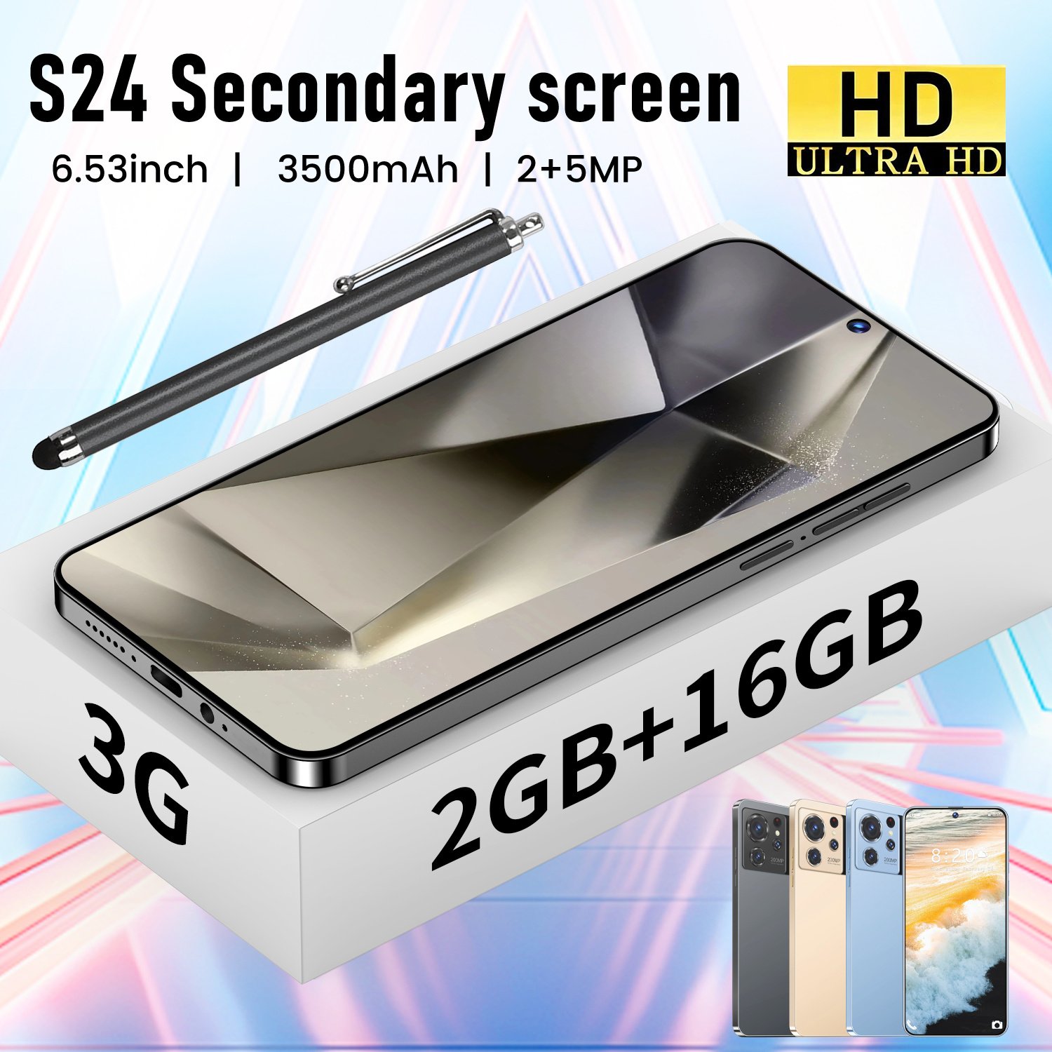 2024 Bestselling Cheap S24Ultra with secondary screen Mobile Phone dual sim large battery smartphone support customize 512GB 1TB